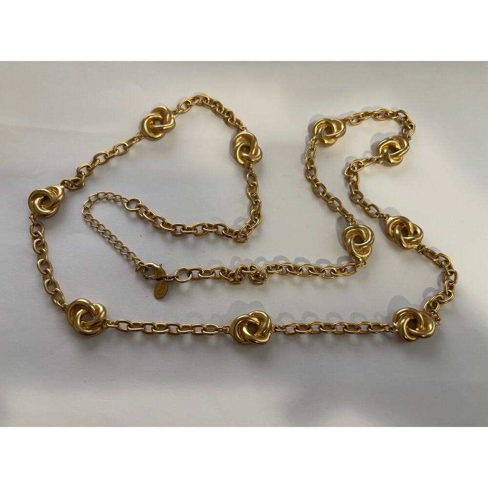 Dell Olio Chunky Chain Necklace Vintage Station Gold Tone Knot Ring Designer